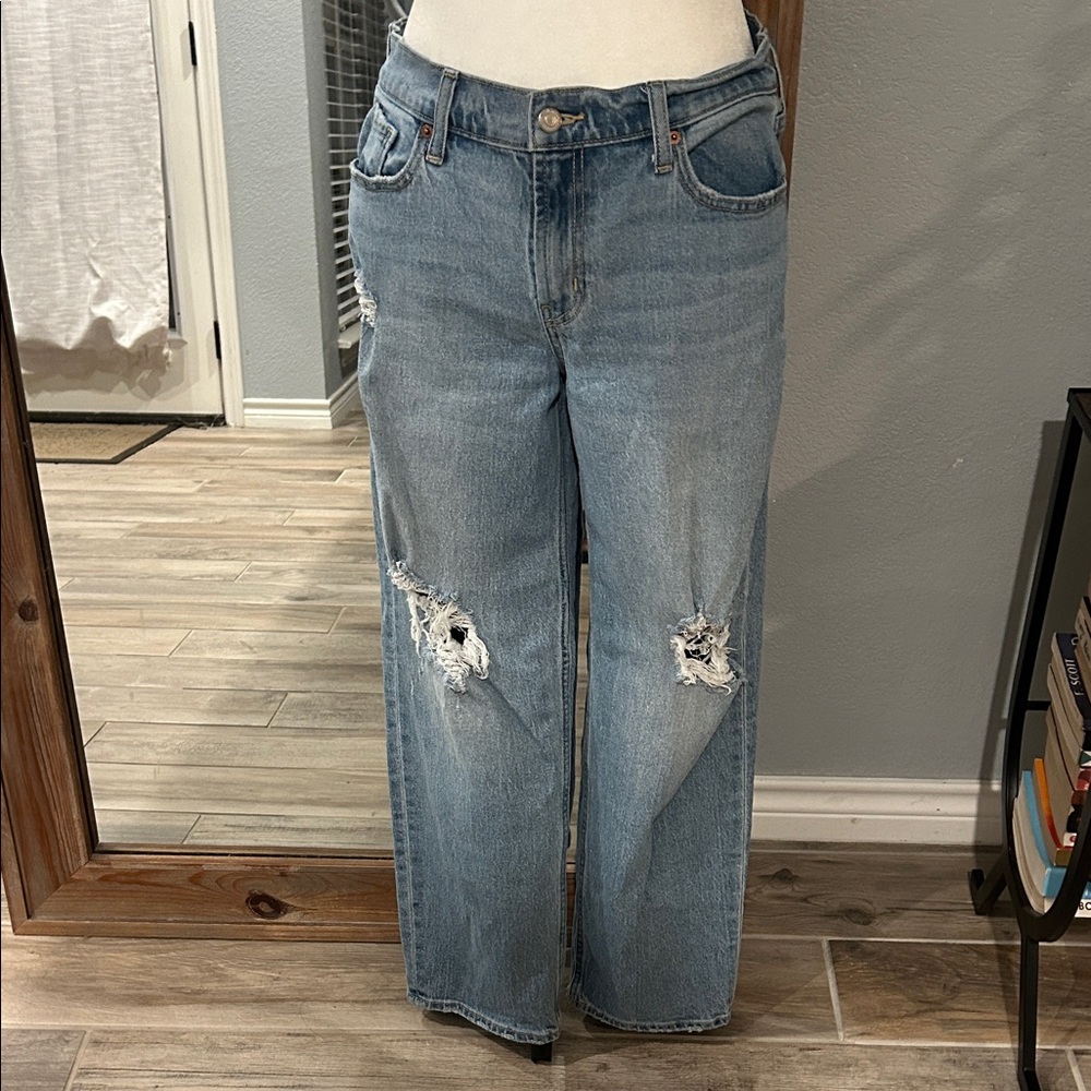 Old Navy Medium Blue Ripped Boyfriend Jeans